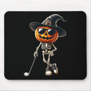 Alfombrilla De Ratón Skeleton Golf Pumpkin Golfing Golfer Halloween Cos