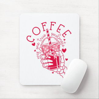 Alfombrilla De Ratón Skeleton Hand Coffee Red Hearts Gothic