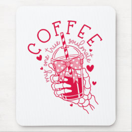 Alfombrilla De Ratón Skeleton Hand Coffee Red Hearts Gothic