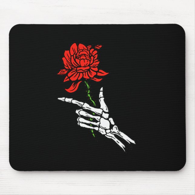 Alfombrilla De Ratón Skeleton Hand Holding A Red Rose  (Frente)
