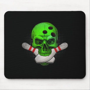 Alfombrilla De Ratón Skeleton Head Skull Bowl Y Pins Happy Hall