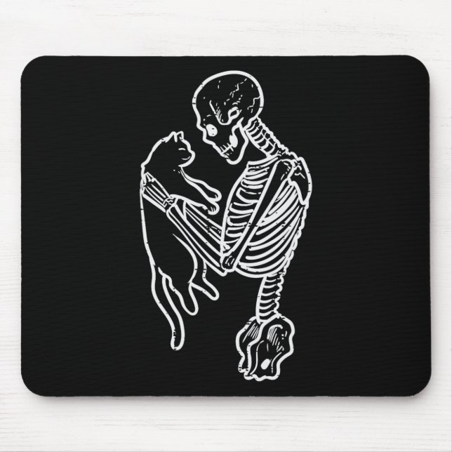 Alfombrilla De Ratón Skeleton Holding Cat Funny Halloween Costume Hombr (Frente)