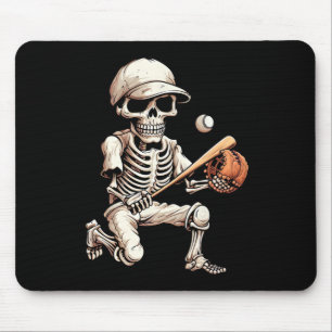 Alfombrilla De Ratón Skeleton Jugando al Béisbol Halloween Skull Lover