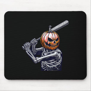 Alfombrilla De Ratón Skeleton Jugando Béisbol Halloween