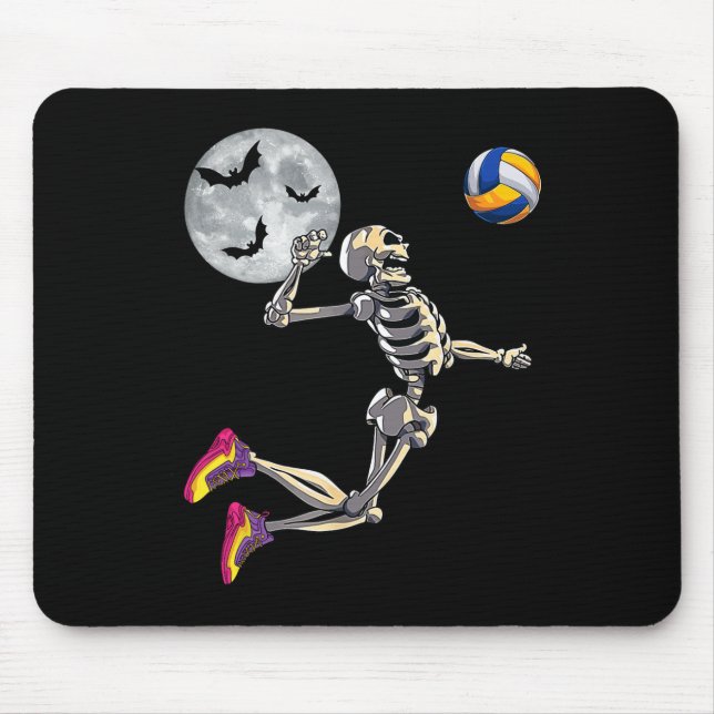 Alfombrilla De Ratón Skeleton jugando voleibol feliz Día de Halloween B (Frente)