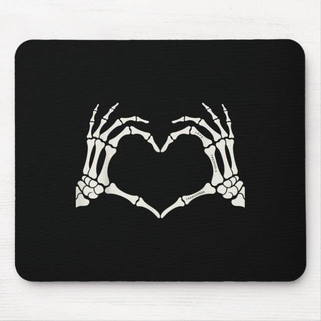 Alfombrilla De Ratón Skeleton Mands Heart Rótulo Halloween (Frente)