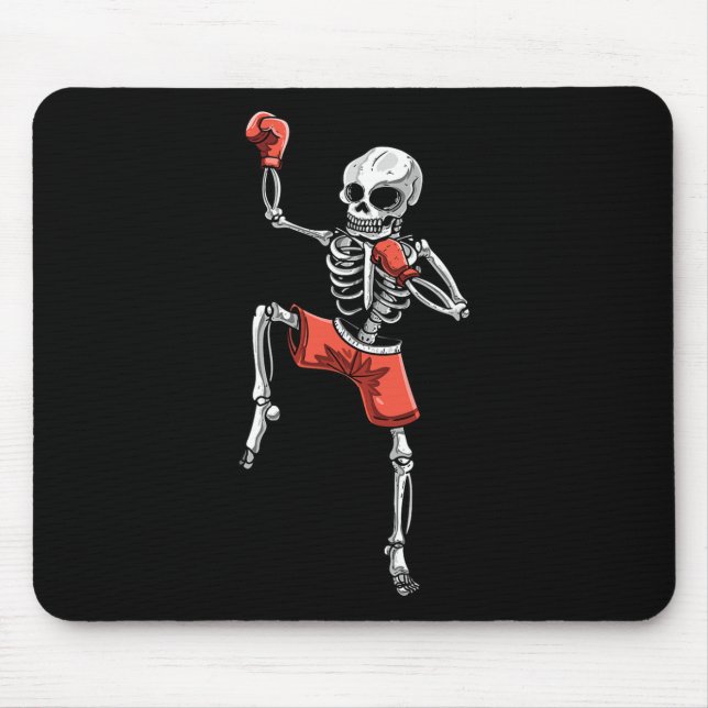Alfombrilla De Ratón Skeleton Muay Thai Halloween Kickboxing Mma Fighti (Frente)