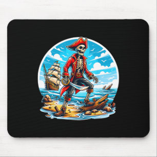 Alfombrilla De Ratón Skeleton Pirate Tee Skull Halloween Skeleton Pirat