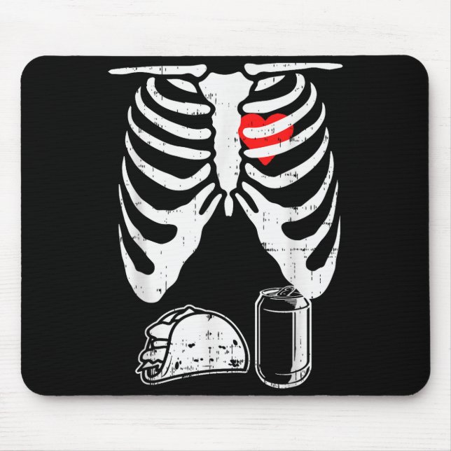 Alfombrilla De Ratón Skeleton Pregnancy Taco Beer Xray Halloween Soon D (Frente)