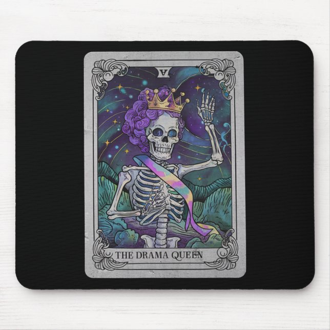 Alfombrilla De Ratón Skeleton Queen Tarot Card Bruja gótica Halloween (Frente)