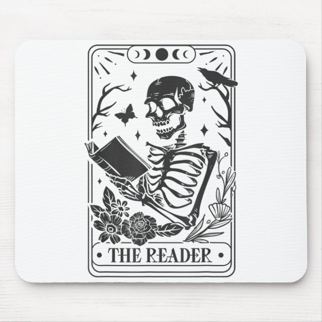 Alfombrilla De Ratón Skeleton Reading Book Lover Funny The Reader Tarot (Frente)