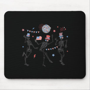 Alfombrilla De Ratón Skeleton Retro 4 De Julio Esqueletos De Bandera Am