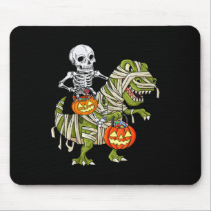 Alfombrilla De Ratón Skeleton Riding Mummy Dinosaur T rex Halloween Div
