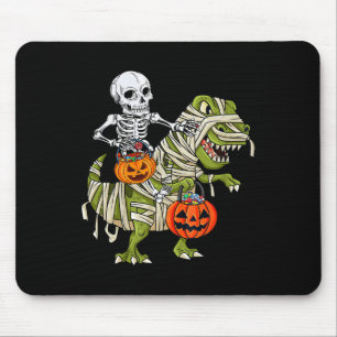 Alfombrilla De Ratón Skeleton Riding Mummy Dinosaur T Rex Halloween Div