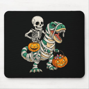 Alfombrilla De Ratón Skeleton Riding Mummy Dinosaur T Rex Niños Hombres