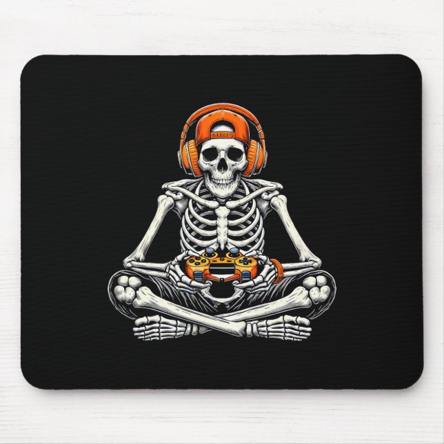 Alfombrilla De Ratón Skeleton Skull Video Game Gamer Halloween (Frente)