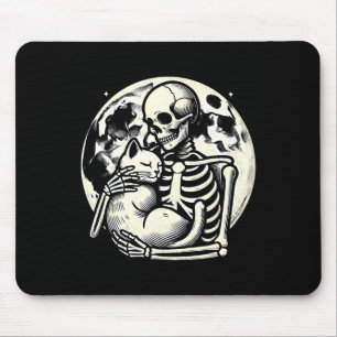 Alfombrilla De Ratón Skeleton sosteniendo un gato espantado cráneo Hall