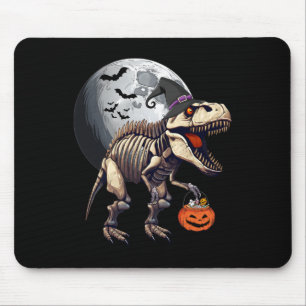 Alfombrilla De Ratón Skeleton T Rex Dinosaur Fun Halloween Calabaza Niñ
