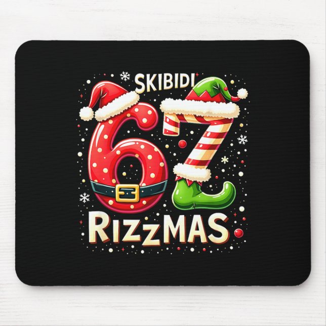Alfombrilla De Ratón Skibidi 67 Rizzmas Christmas Meme Funny Elf Santa  (Frente)