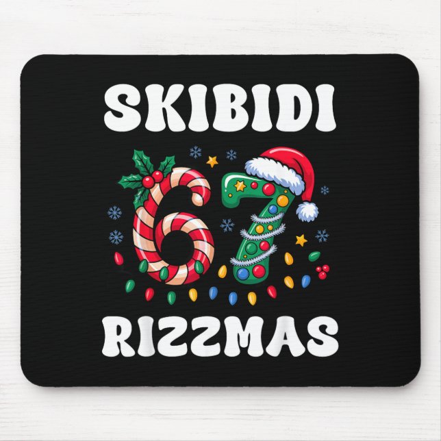 Alfombrilla De Ratón Skibidi Rizzmas 67 Christmas Six Seven Xmas Funny  (Frente)