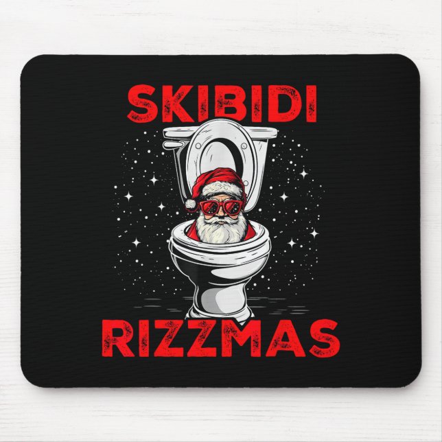 Alfombrilla De Ratón Skibidi Rizzmas Funny Santa Toilet White Elephant  (Frente)