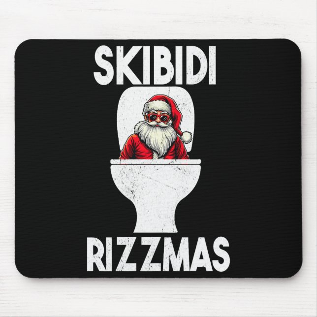 Alfombrilla De Ratón Skibidi Rizzmas Funny Toilet Santa Claus Christmas (Frente)