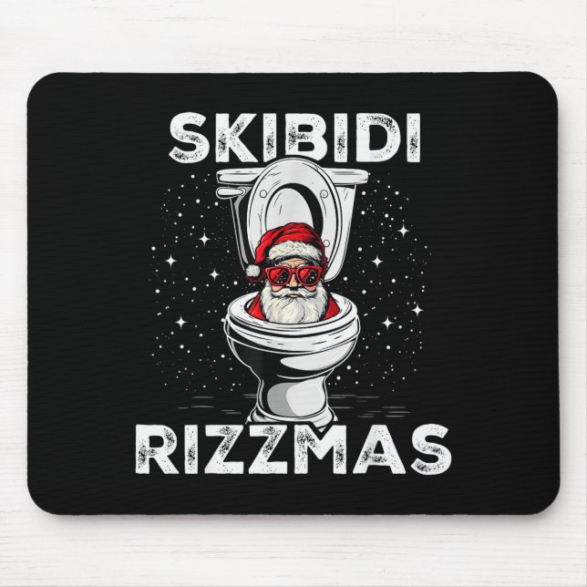 Alfombrilla De Ratón Skibidi Rizzmas Funny Toilet Santa White Elephant  (Frente)