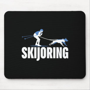 Alfombrilla De Ratón Skijoring Perro Divertido Tirando Esquí Conduciend