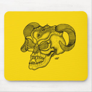 Alfombrilla De Ratón Skull Devil Head Black and Yellow Design