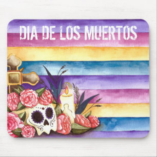 Alfombrilla De Ratón Skull floral Dia de los Muertos el   Mousepad