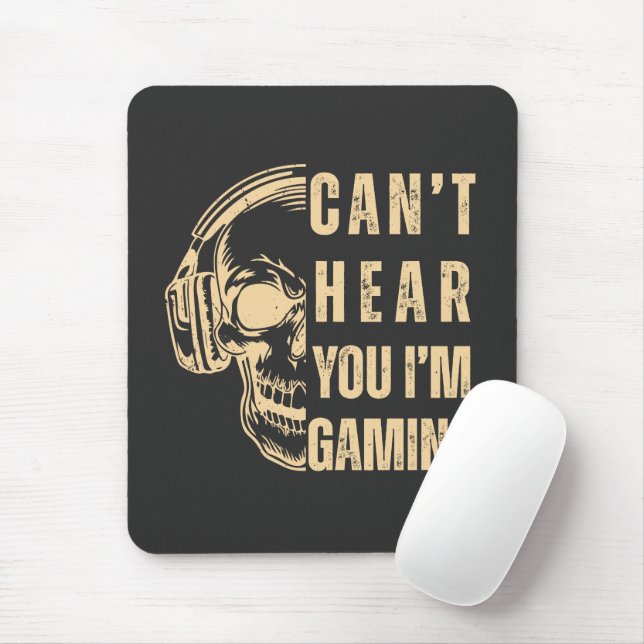 Alfombrilla De Ratón Skull Gamer Art – Can’t Hear You (Con ratón)