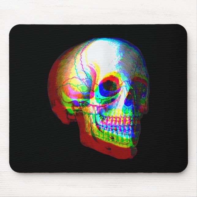 Alfombrilla De Ratón Skull Trippy Vaporwave Halloween Techno Rave Edm M (Frente)