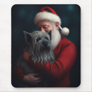 Alfombrilla De Ratón Skye Terrier Con Navidades festivos de Santa Claus
