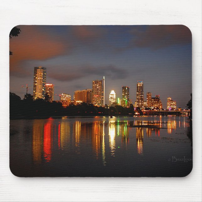 Alfombrilla De Ratón Skyline Night Lake Austin Texas (Frente)
