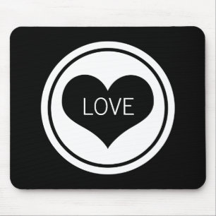 Alfombrilla De Ratón Sleek Heart Mousepad, Negro y Blanco