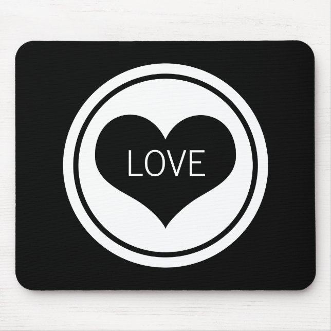 Alfombrilla De Ratón Sleek Heart Mousepad, Negro y Blanco (Frente)