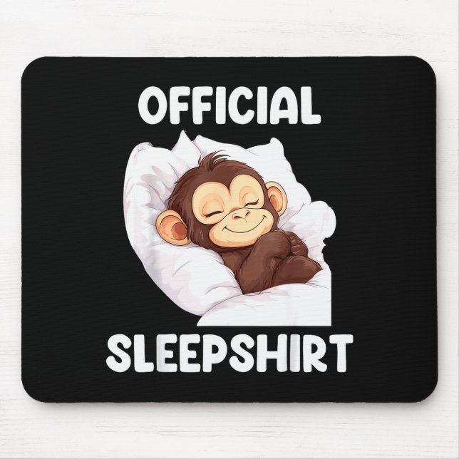 Alfombrilla De Ratón Sleepshirt Cute Sleeng Monkey Animal Lover Pajama  (Frente)
