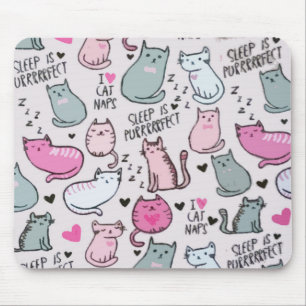 Alfombrilla De Ratón Sleepy Gato Gato Gatito cara Máscara mascotas ani