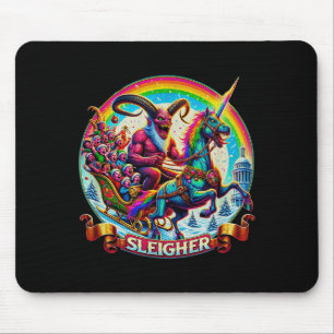 Alfombrilla De Ratón Sleigher Krampus Unicornio Demonio Terror Navidad