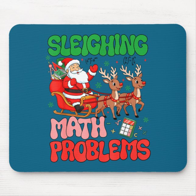 Alfombrilla De Ratón Sleighing Math Problems Funny Teacher Christmas Qu (Frente)