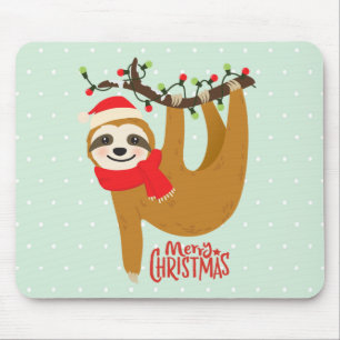 Alfombrilla De Ratón Sloth Merry Christmas Cute Festividad Animal