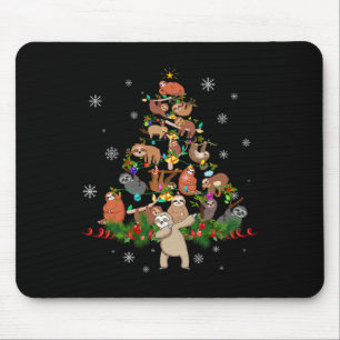 Alfombrilla De Ratón Slots Christmas Tree Lights Divertidos Sloths Xmas