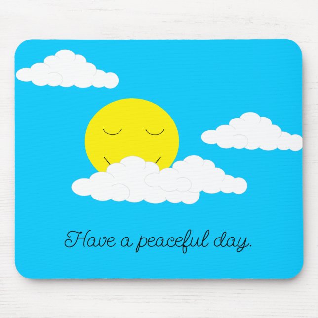 Alfombrilla De Ratón Smiling Sun with Clouds: Turquoise (Frente)