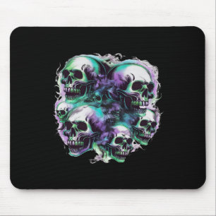 Alfombrilla De Ratón Smokey Skulls Fantasma Volando Halloween Fall Tee