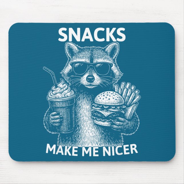 Alfombrilla De Ratón Snacks Make Me Nicer Funny Raccoon Sarcastic Anima (Frente)