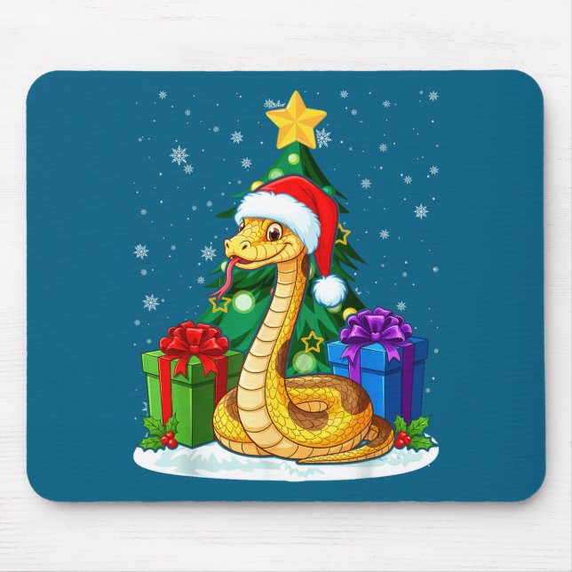 Alfombrilla De Ratón Snake Santa Hat Christmas Pajama Cute Animal Snowf (Frente)