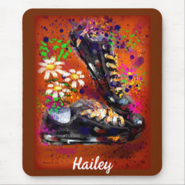 Alfombrilla De Ratón Sneakers and Daisies Impresionista Naranja Blanco