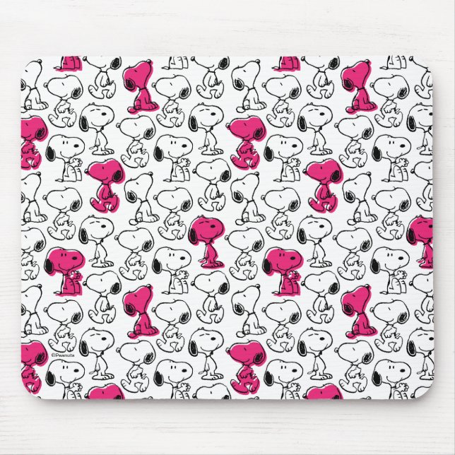 Alfombrilla De Ratón Snoopy Black & Magenta Pattern (Frente)