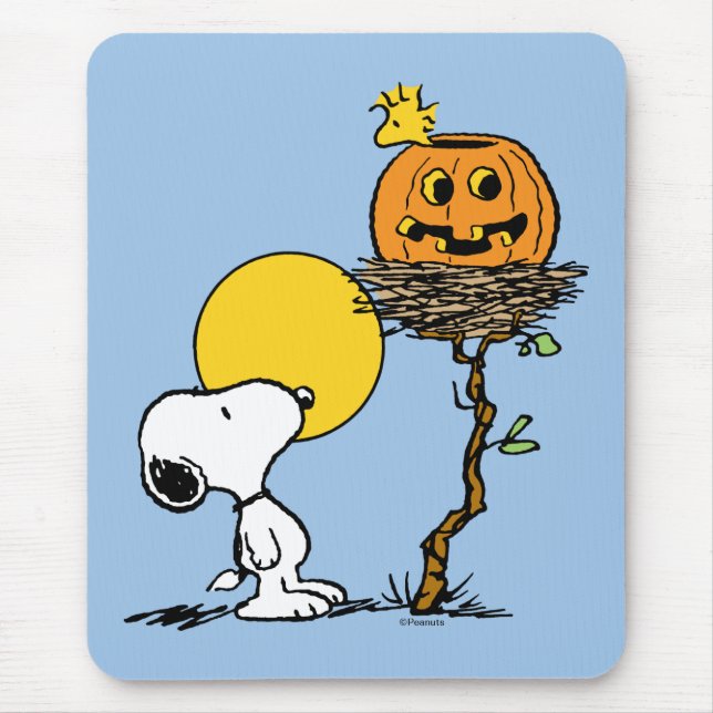 Alfombrilla De Ratón Snoopy & Woodstock Nest con Jack O' Lantern (Frente)