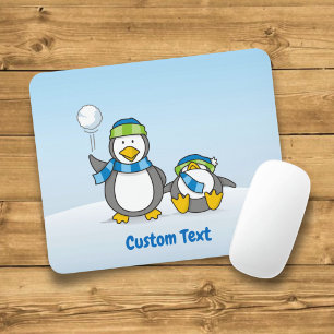 Alfombrilla De Ratón Snowballing penguins mouse pad